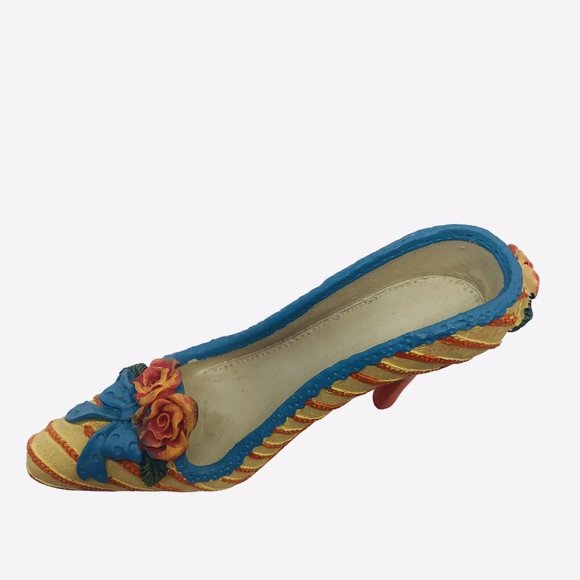 My Treasure Vintage 1999 Mini High Heel Shoe Figurine Embossed Roses 4.5" - Picture 10 of 12
